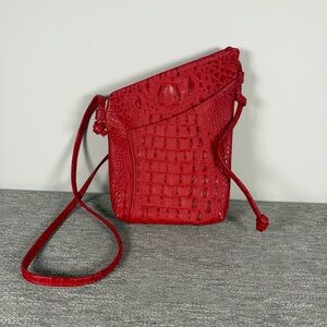 Thomas Leathers Red Crocodile Embossed Crossbody Bag
